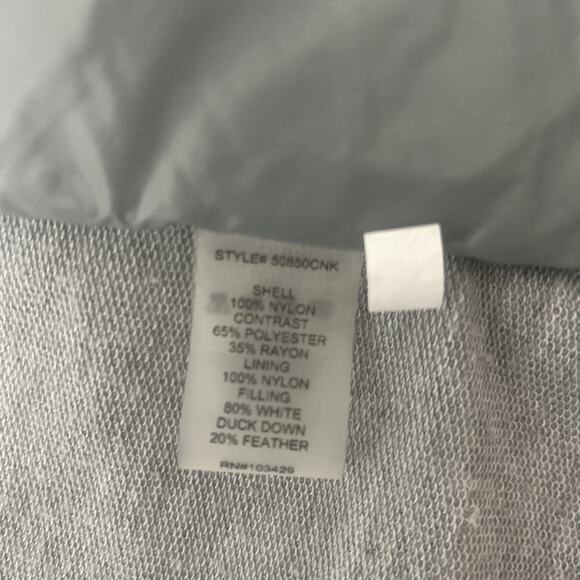 Anorak Gray Mixed Media Quilted Short Sleeve Down Hoodie Jacket -Lightweight SM - Picture 8 of 8